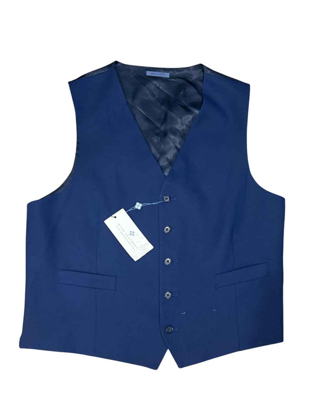 Ryan Seacrest Distinction Men’s Bright Navy Suit Vest - Size Large